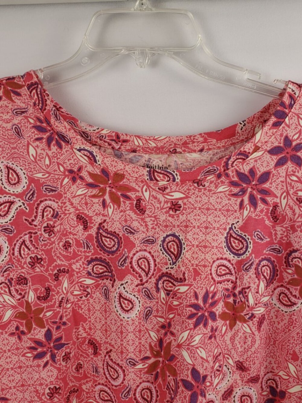 Woman Within 2X Pink Floral 3/4 Sleeve Paisley Top Blouse Womens Plus - Picture 4 of 13